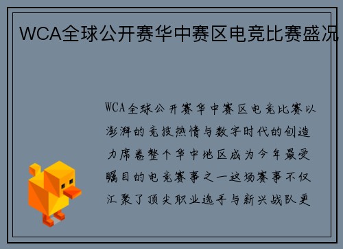 WCA全球公开赛华中赛区电竞比赛盛况